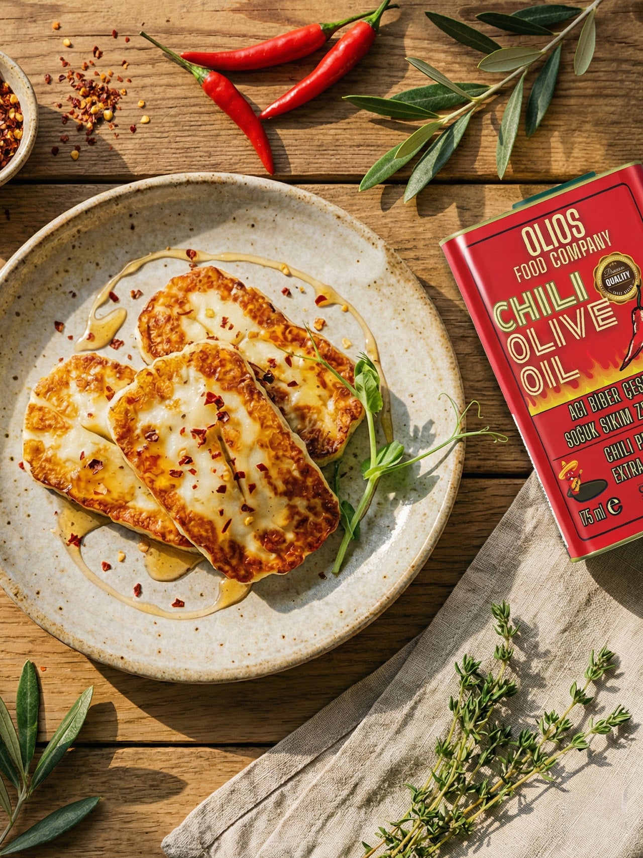 Acı Biber Çeşnili Soğuk Sıkım Zeytinyağı