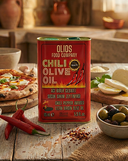 Acı Biber Çeşnili Soğuk Sıkım Zeytinyağı